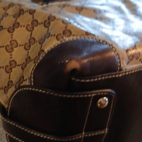 AUTHENTIC GUCCI CREST GG CRYSTAL 2 WAY TOTE BAG GG PVC LEATHER - Picture 9 of 11